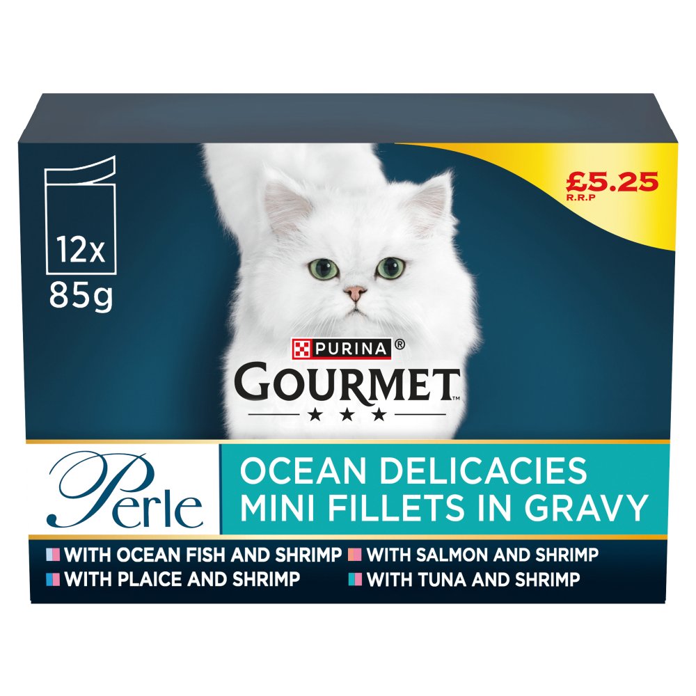 Gourmet Perle Ocean Delicacies Mini Fillets in Gravy 12 x 85g (1020g) (Pack of 4) - Hungry Tails