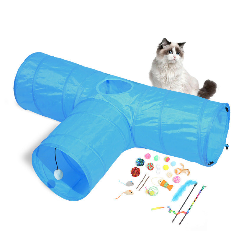 Cat Ring Paper Three Tunnel Smart Toy Barrel Folding Passageway Manufacturer Pet Products