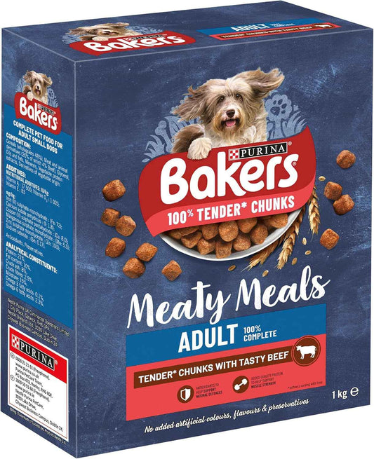 BAKERS Meaty Meals Beef Dry Dog Food 1kg, (Pack of 1)
