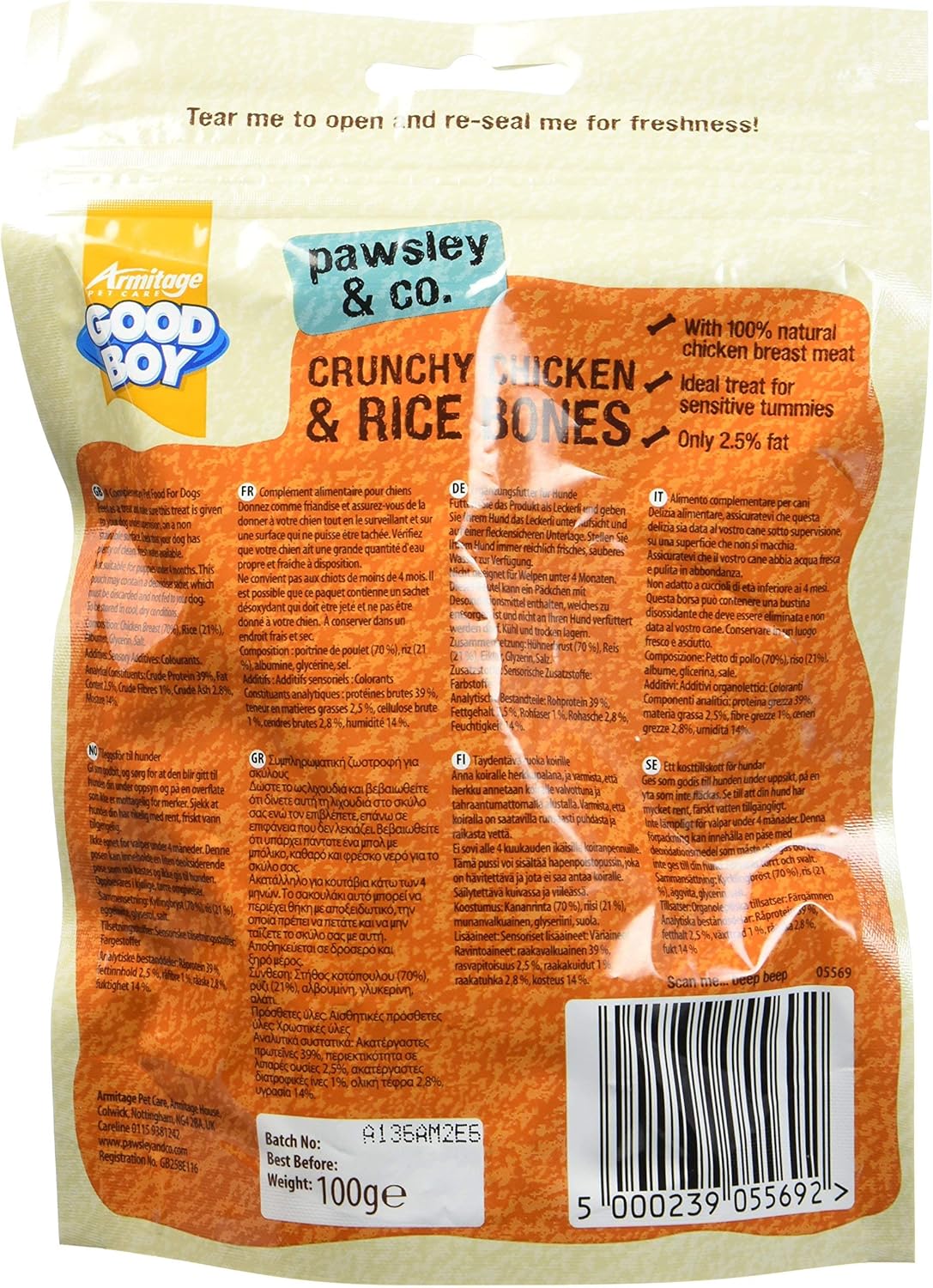 Good Boy Pawsley & Co. Crunchy Chicken & Rice Bones 100g (Pack of 1)