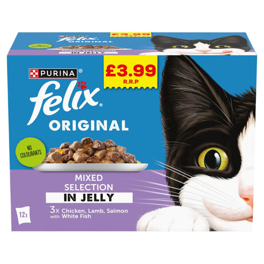 FELIX Original Mixed Selection in Jelly Cat Food 12x85g (Pack of 4) - Hungry Tails