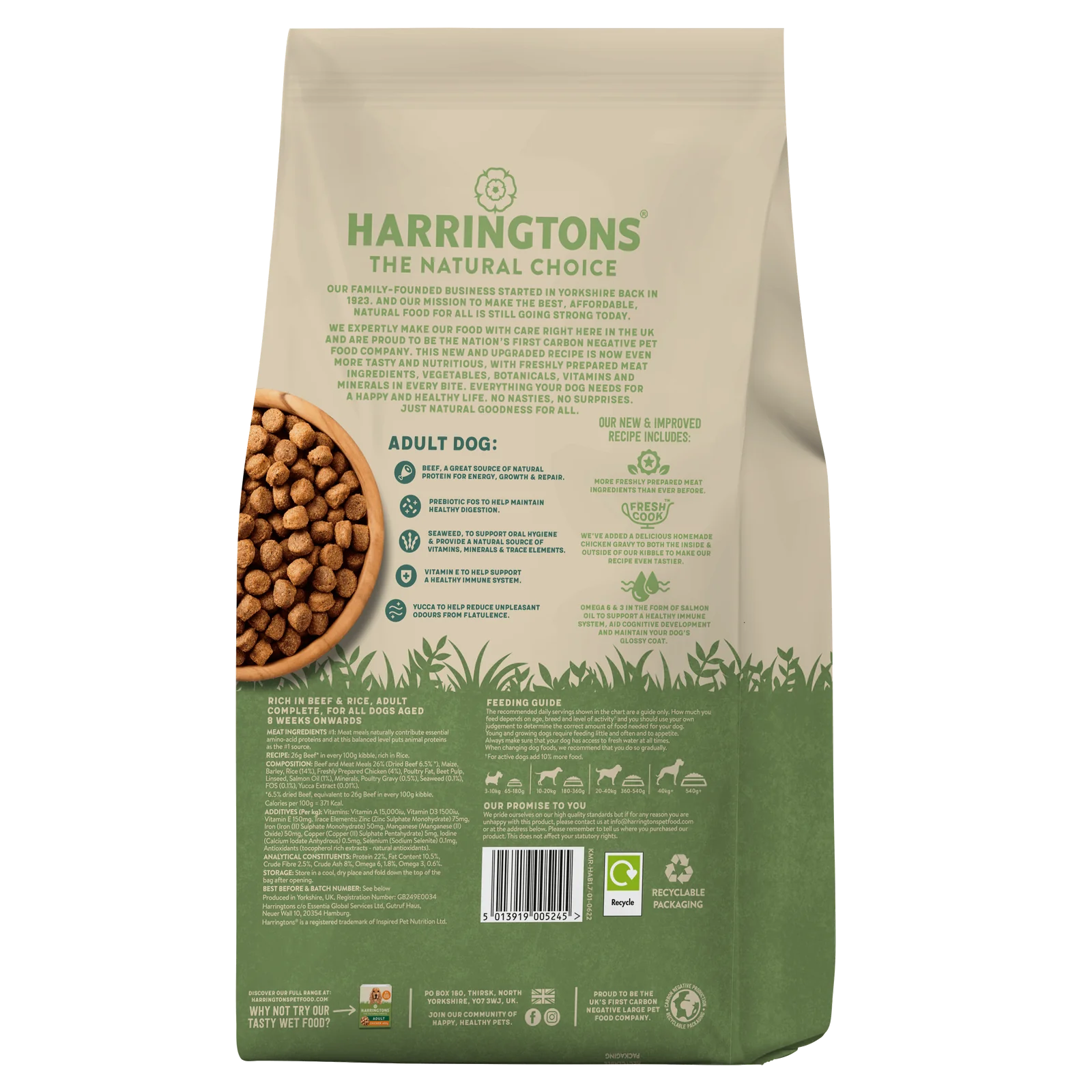 Harringtons Rich in Chicken & Rice Dry Adult Dog Food 1.7kg (Pack of 4)