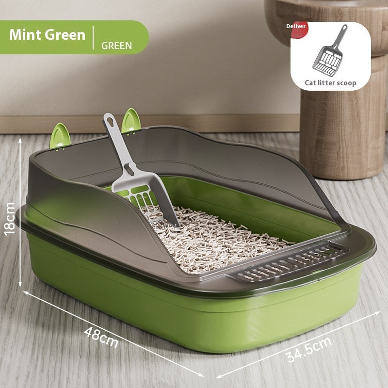 Semi-Enclosed Cat Litter Box
 Mint green