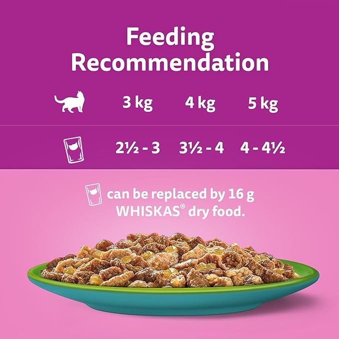 Whiskas 1+ Duo Ocean Delights, Adult Cat Food Pouches in Jelly 12 x 85g (Pack of 1) - Hungry Tails