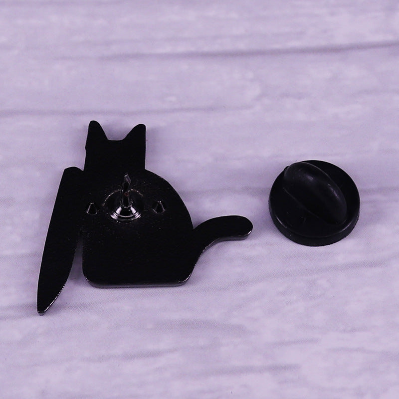 Black Slayer cat knife kitty Bloody Enamel Pin Knifecat brooch spooky dark art badge