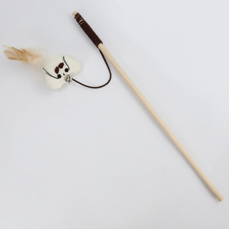 Cat Stick Cat Interactive Stick with Bells Feather Wand for Cat Teaser Catcher Exercise Playing Fun Toys Pet Supplies Play with Cat