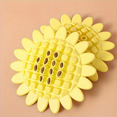 Pet Sunflower Leaky Ball Toys Dogs Chewable And Teething Rubber Toys(Yellow)