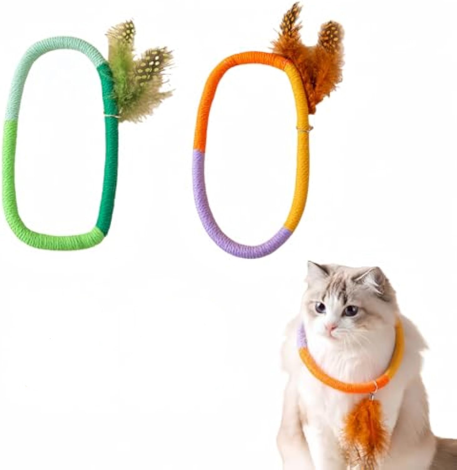 handmade rope design cat toys feather for cats playing 