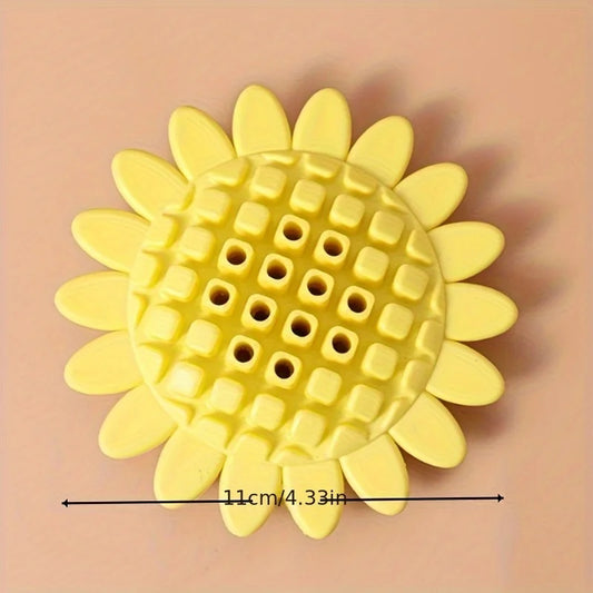 Pet Sunflower Leaky Ball Toys Dogs Chewable And Teething Rubber Toys(Yellow)