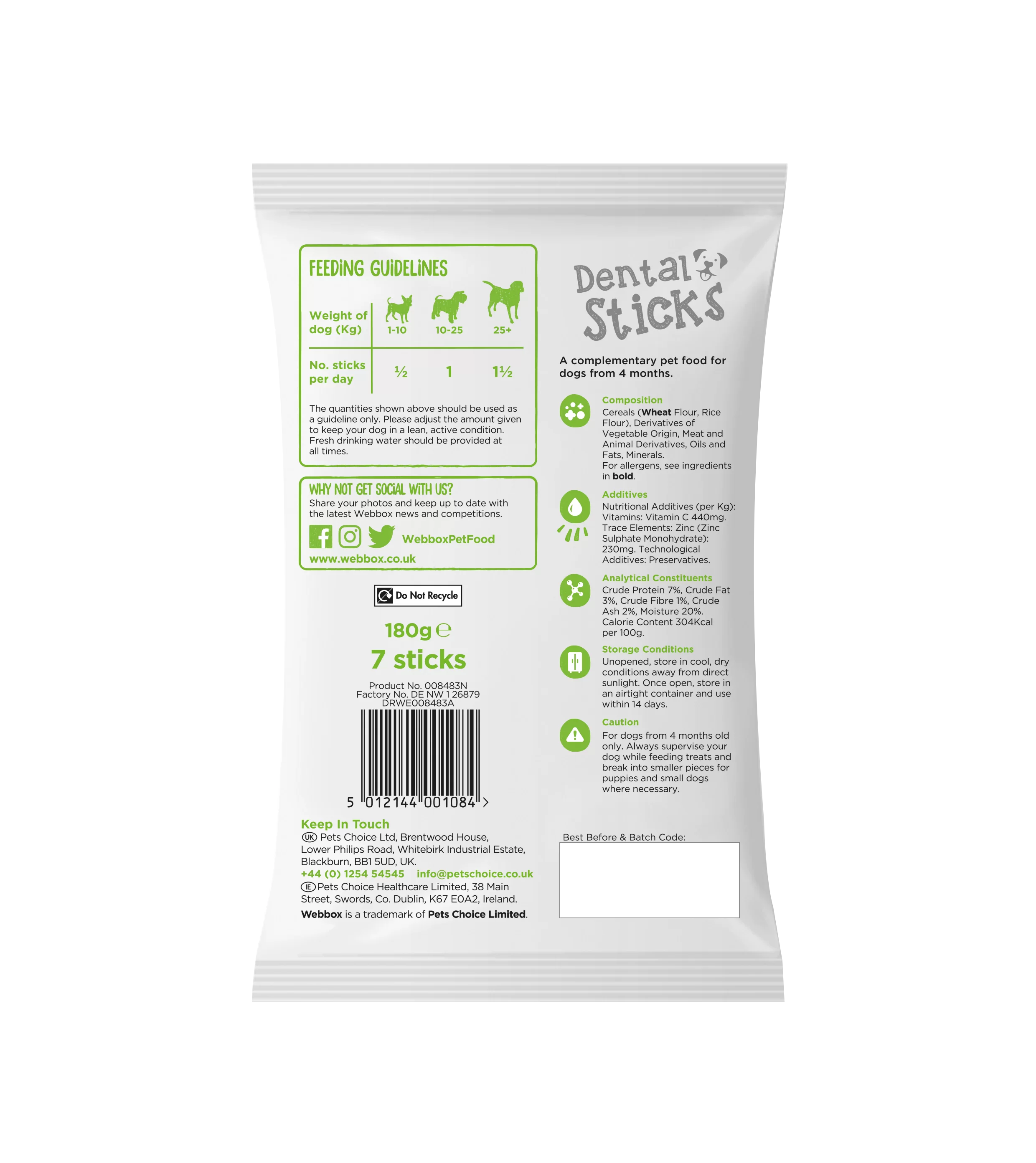 Webbox Dental Sticks 7 Sticks 180g (Pack of 10) - Hungry Tails