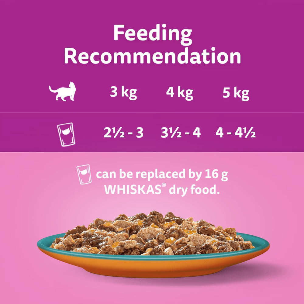 Whiskas 1+ Duo Surf and Turf, Adult Cat Food Pouches in Jelly 80 x 85g (Pack of 1)